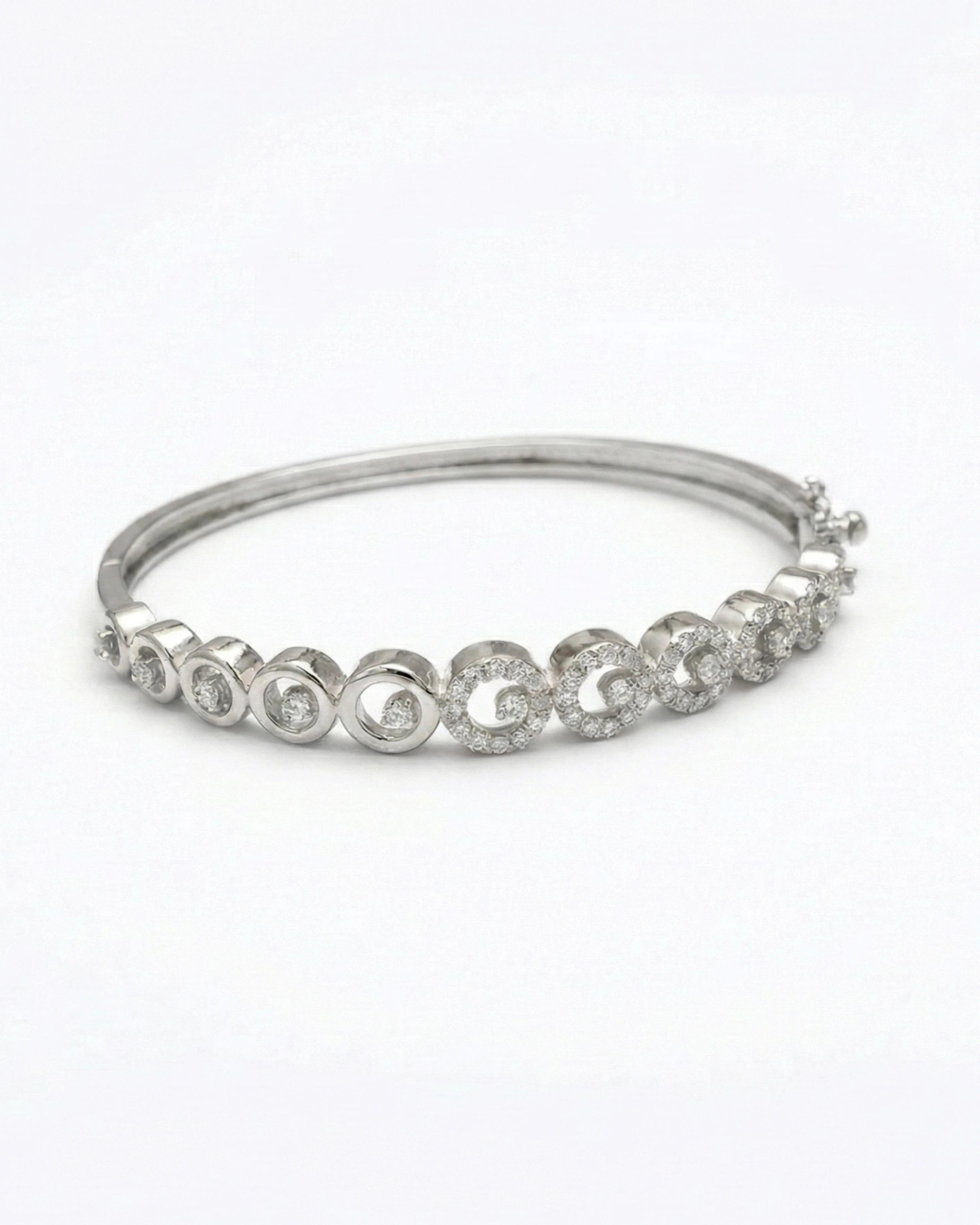 Imperial Crescent Halo Bangle – 925 Sterling Silver - 925 sterling silver | Silver Jems
