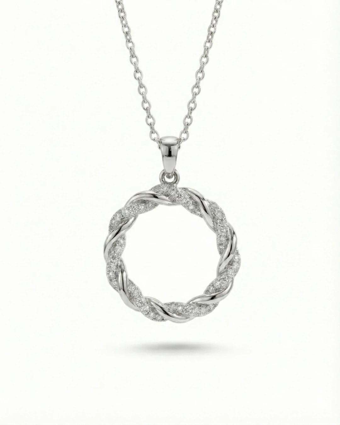 Entwined Halo Pavé Circle Necklace – 925 Sterling Silver - 925 sterling silver | Silver Jems