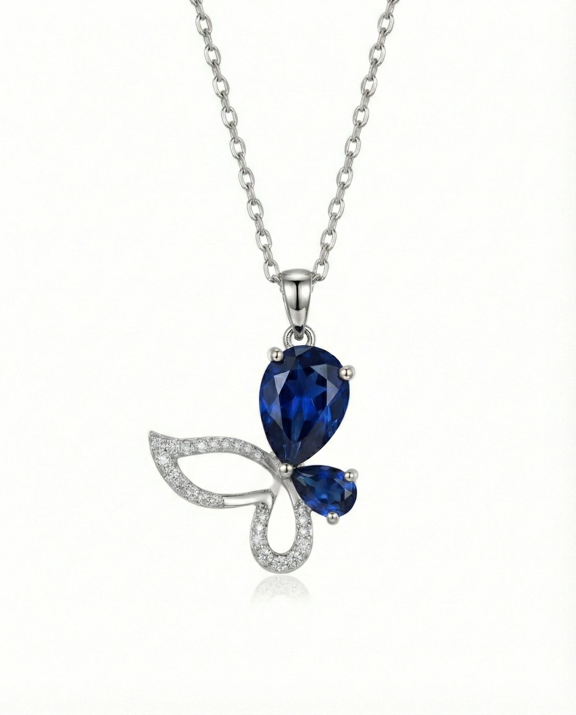 Azure Butterfly Brilliance Necklace – 925 Sterling Silver - 925 sterling silver | Silver Jems