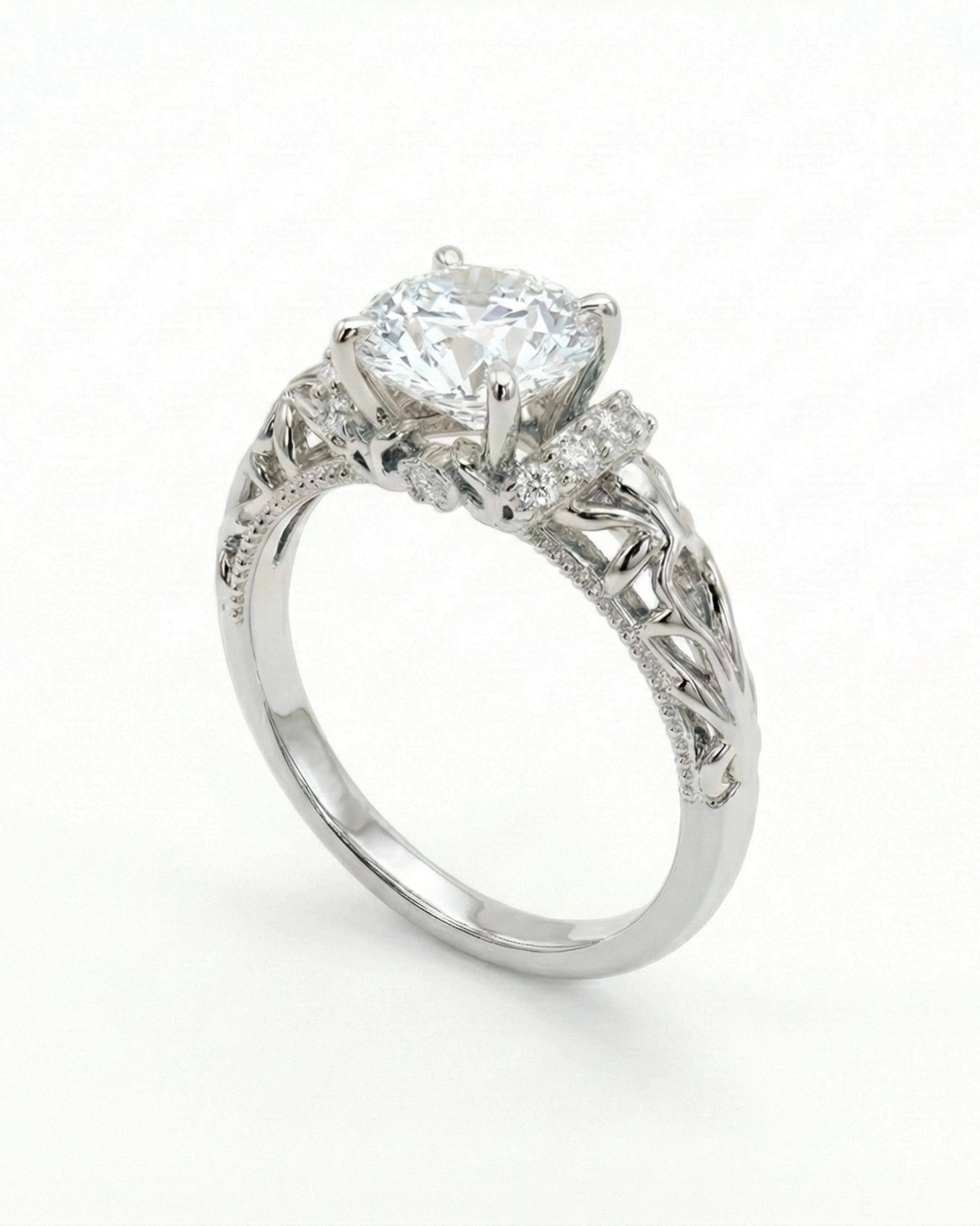 Ethereal Lace Pavé Solitaire Ring – 925 Sterling Silver - 925 sterling silver | Silver Jems