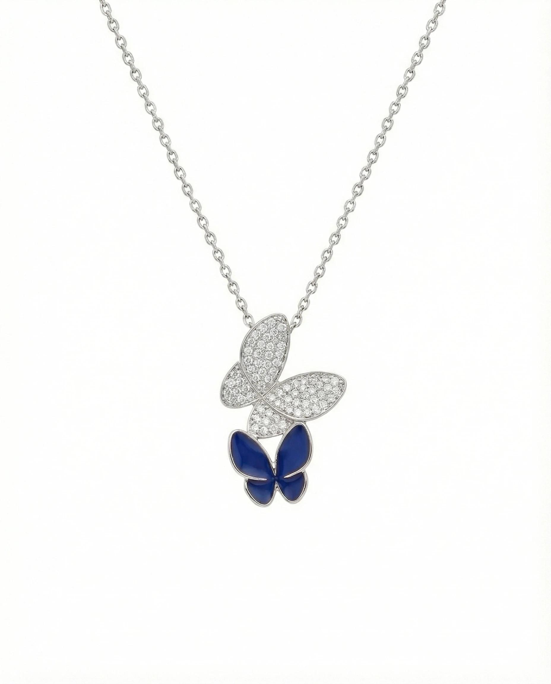Midnight Butterfly Pavé Drop Necklace – 925 Sterling Silver - 925 sterling silver | Silver Jems