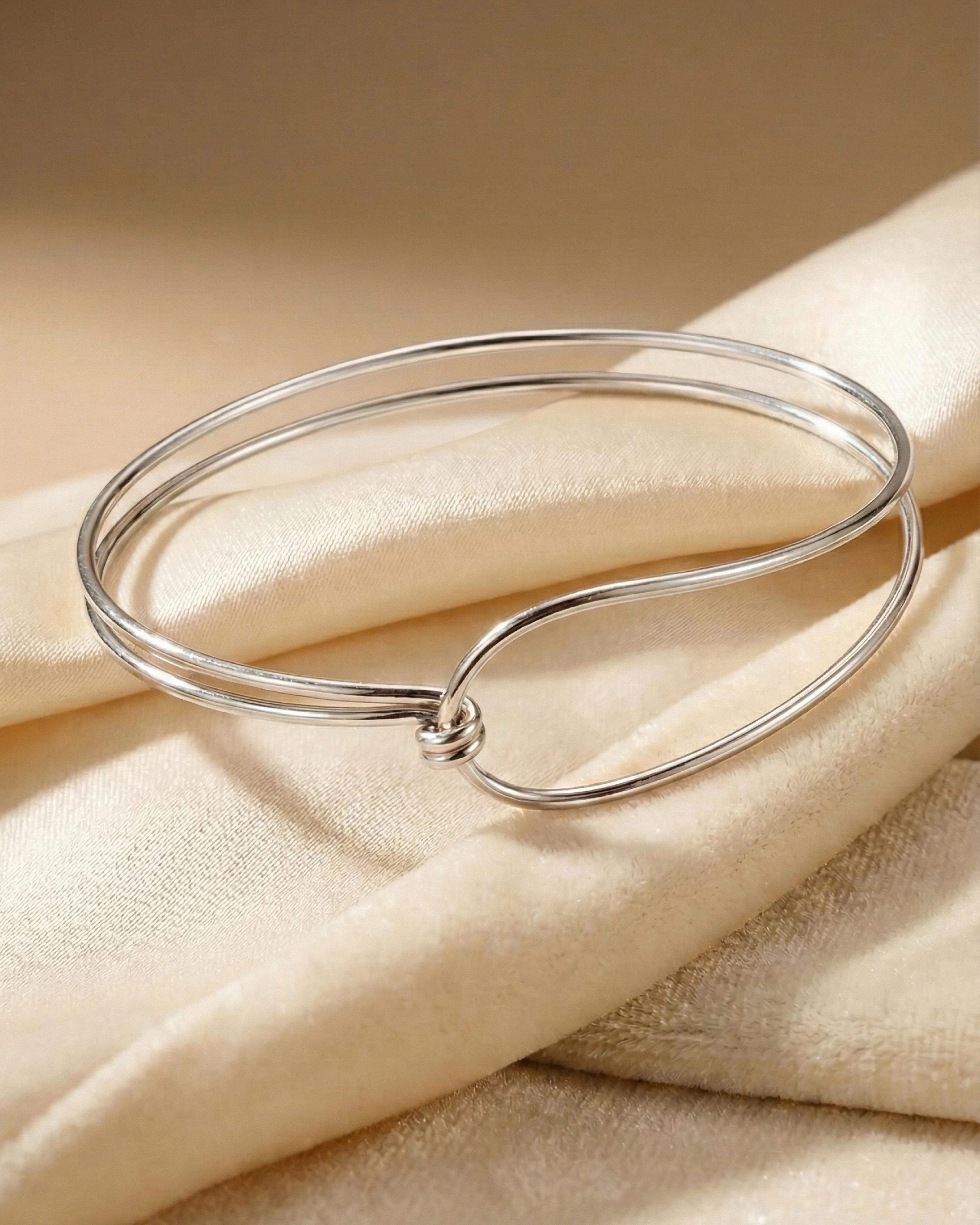 Infinity Knot Minimalist Bangle – 925 Sterling Silver view 3