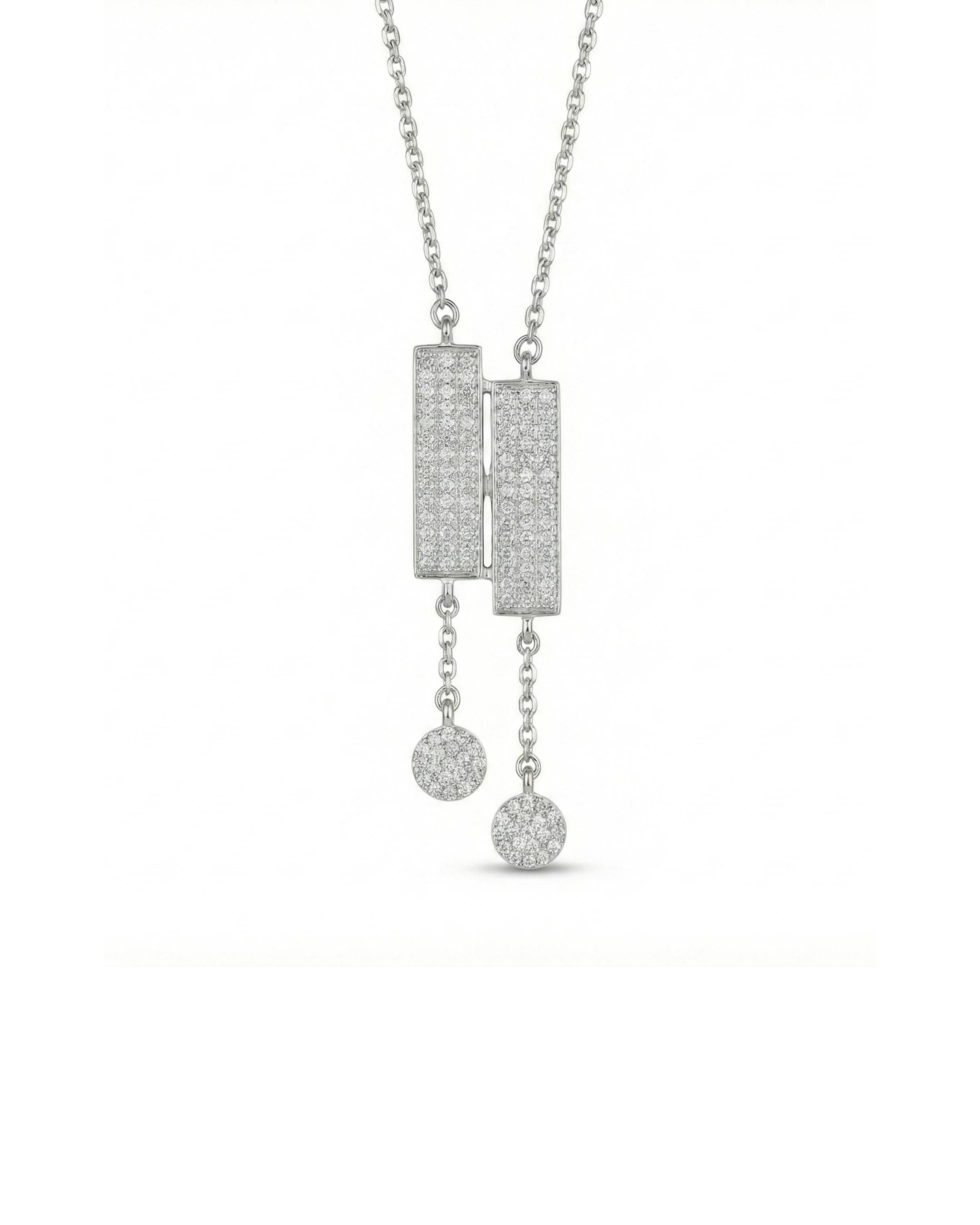 Art Deco Dual-Bar Lariat Necklace – 925 Sterling Silver