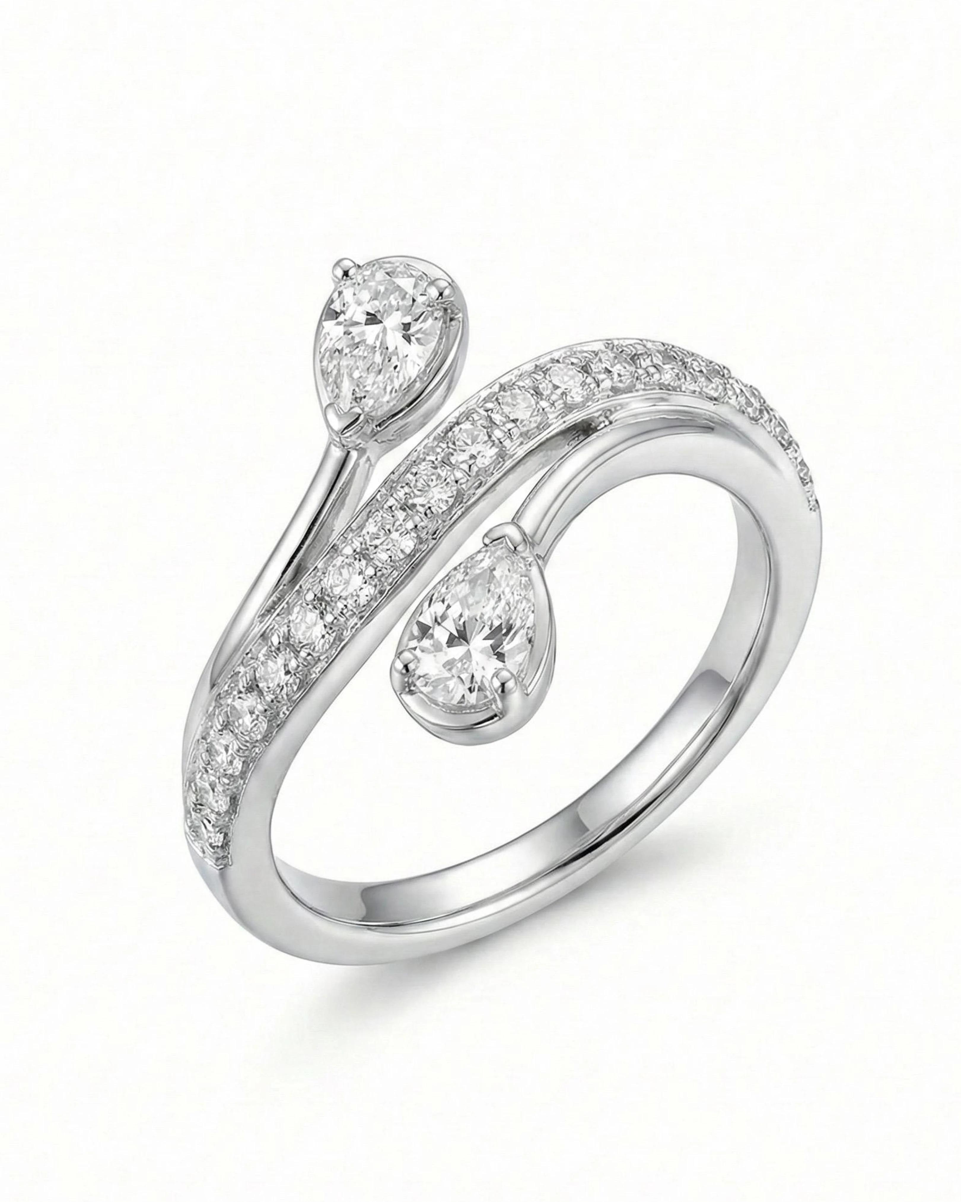 Duo Pear Serenity Wrap Ring – 925 Sterling Silver - 925 sterling silver | Silver Jems