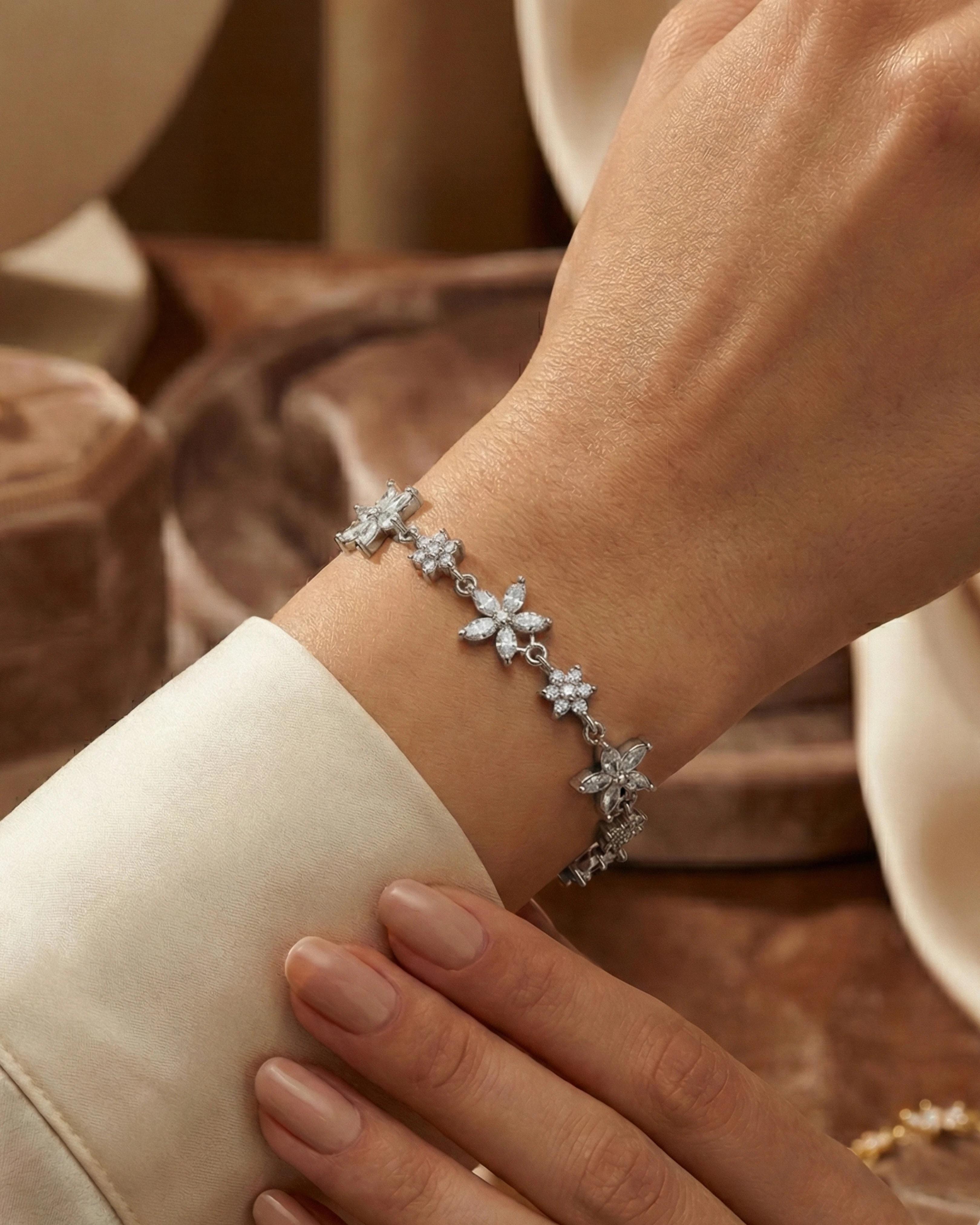 Floral Meadow Zirconia Bracelet - model