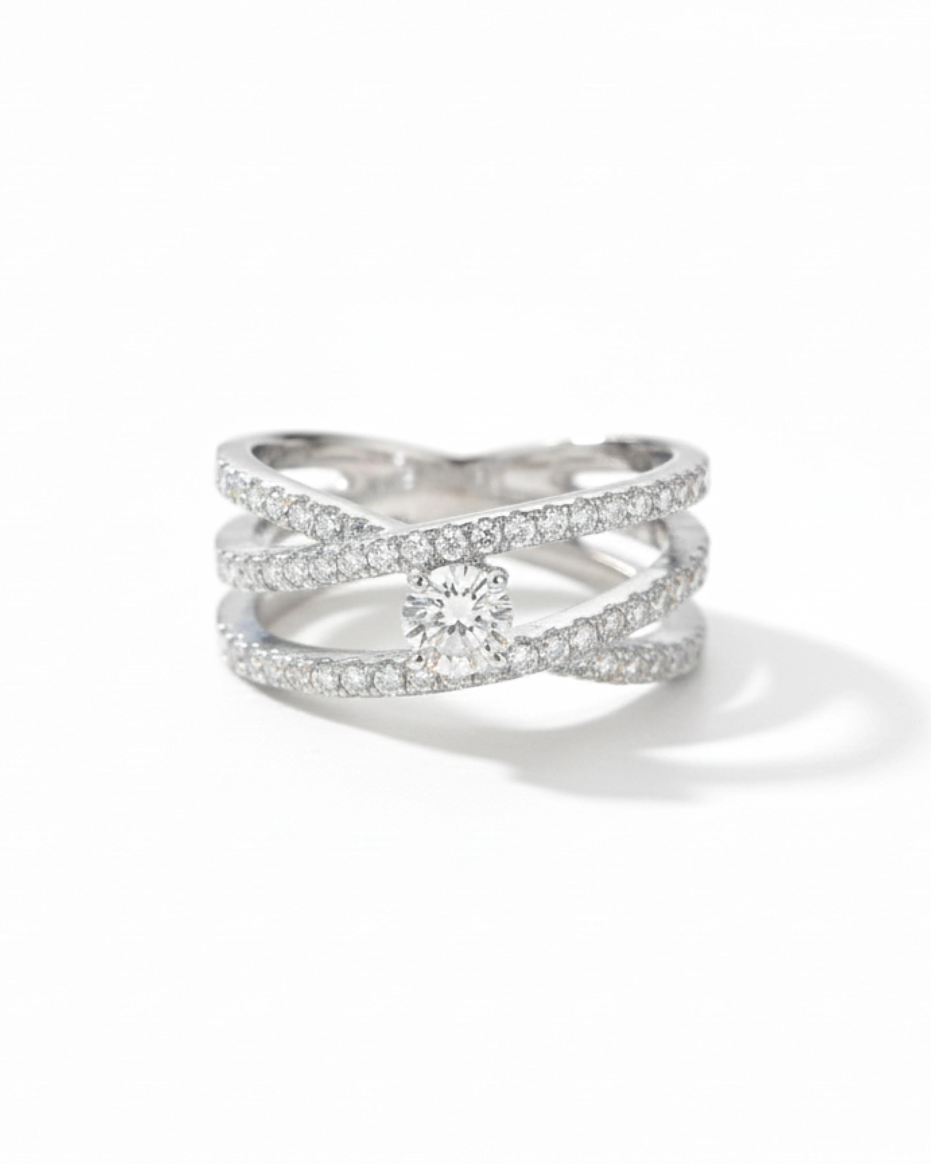 Eternal Brilliance Cross-Path Solitaire Ring – 925 Sterling Silver - 925 sterling silver | Silver Jems