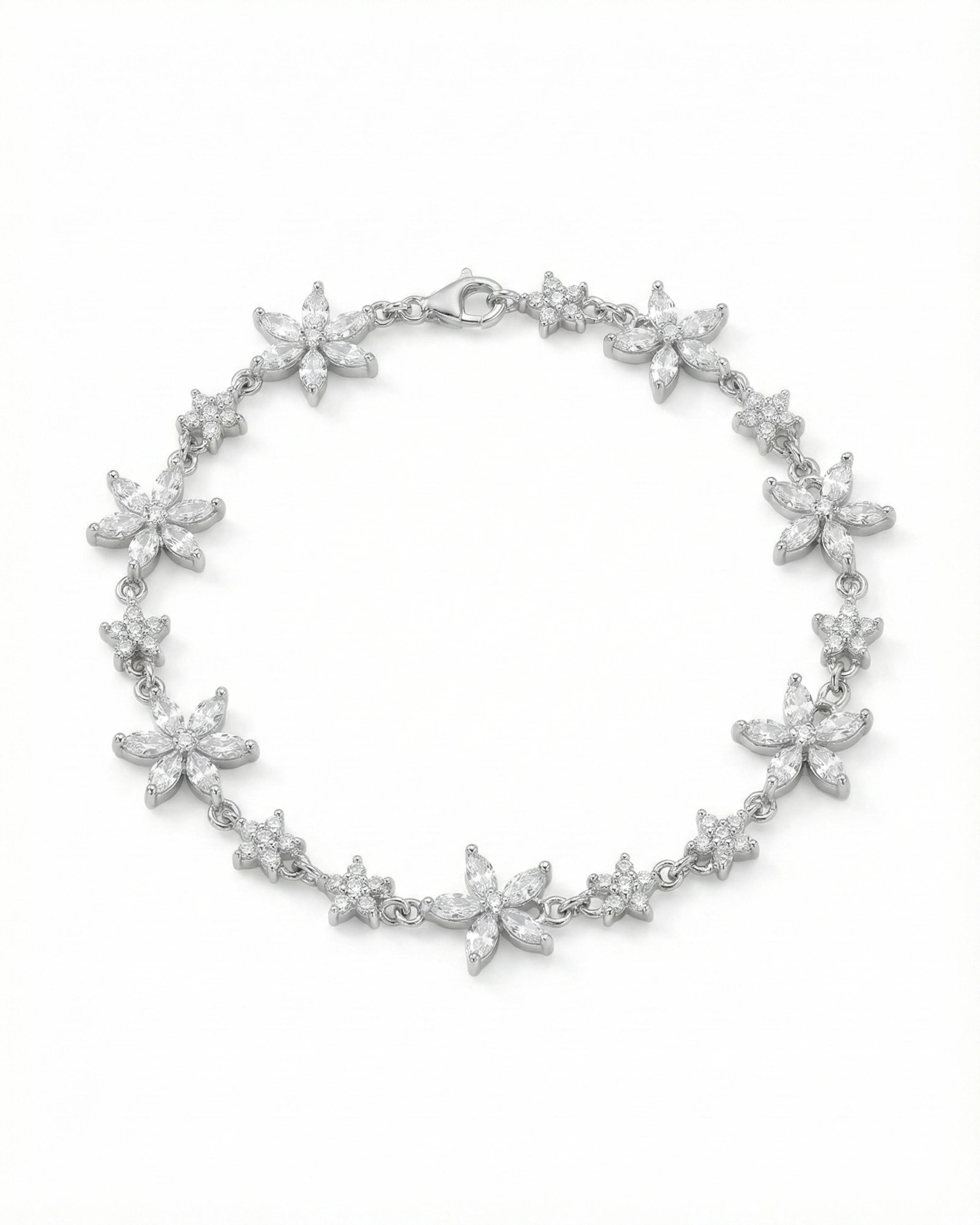 Floral Meadow Zirconia Bracelet - 925 sterling silver | Silver Jems