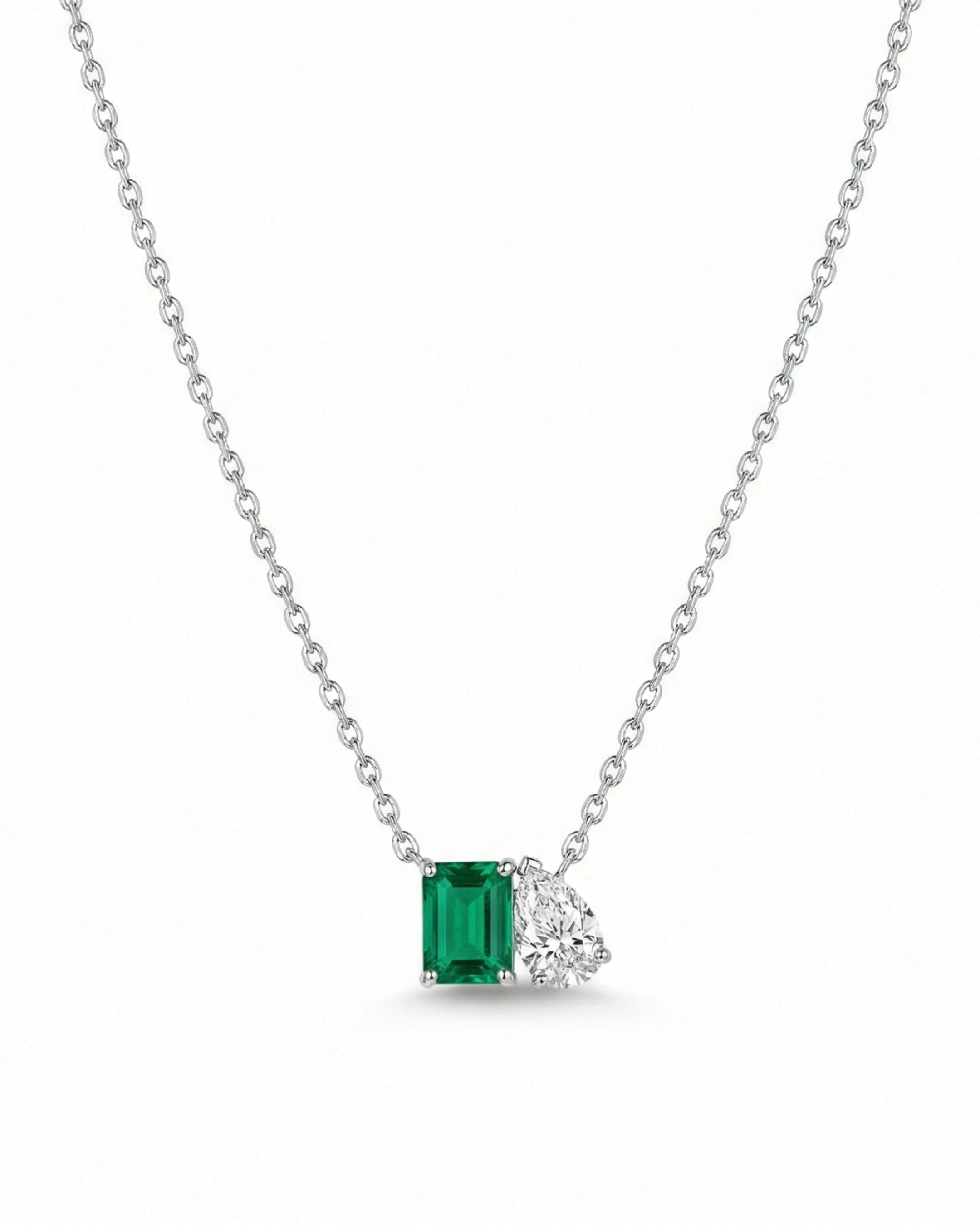 Emerald & Pear Brilliance Pendant – 925 Sterling Silver - 925 sterling silver | Silver Jems
