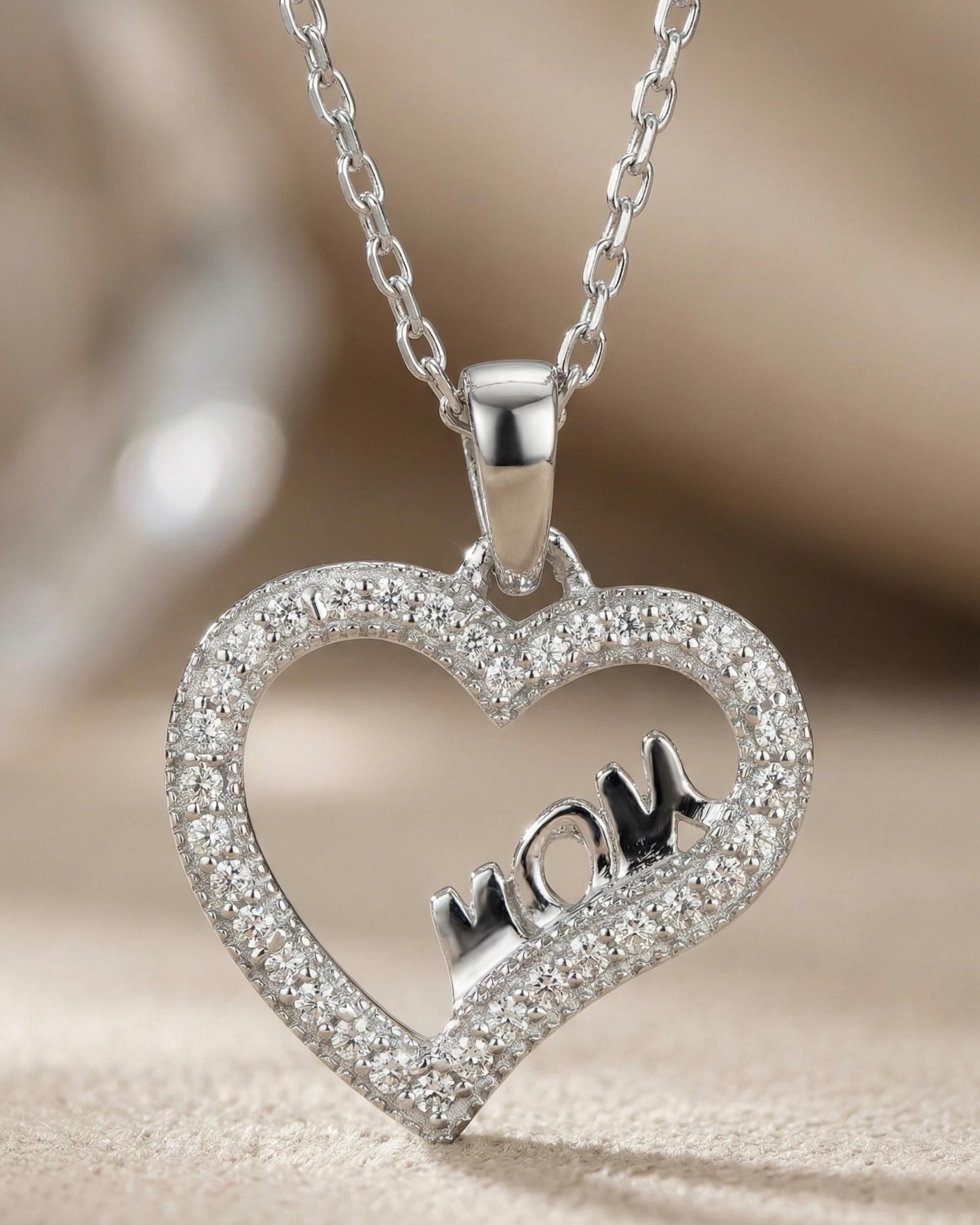 Eternal Love "MOM" Heart Necklace – 925 Sterling Silver view 3