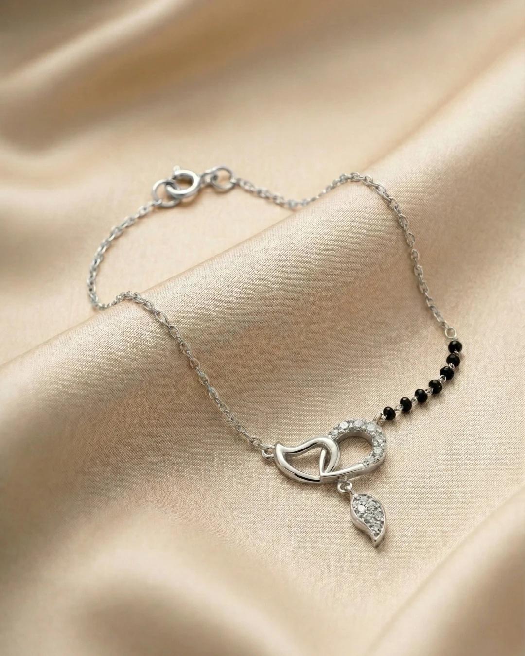 Amour Interlocking Heart Mangalsutra Bracelet – 925 Sterling Silver view 3