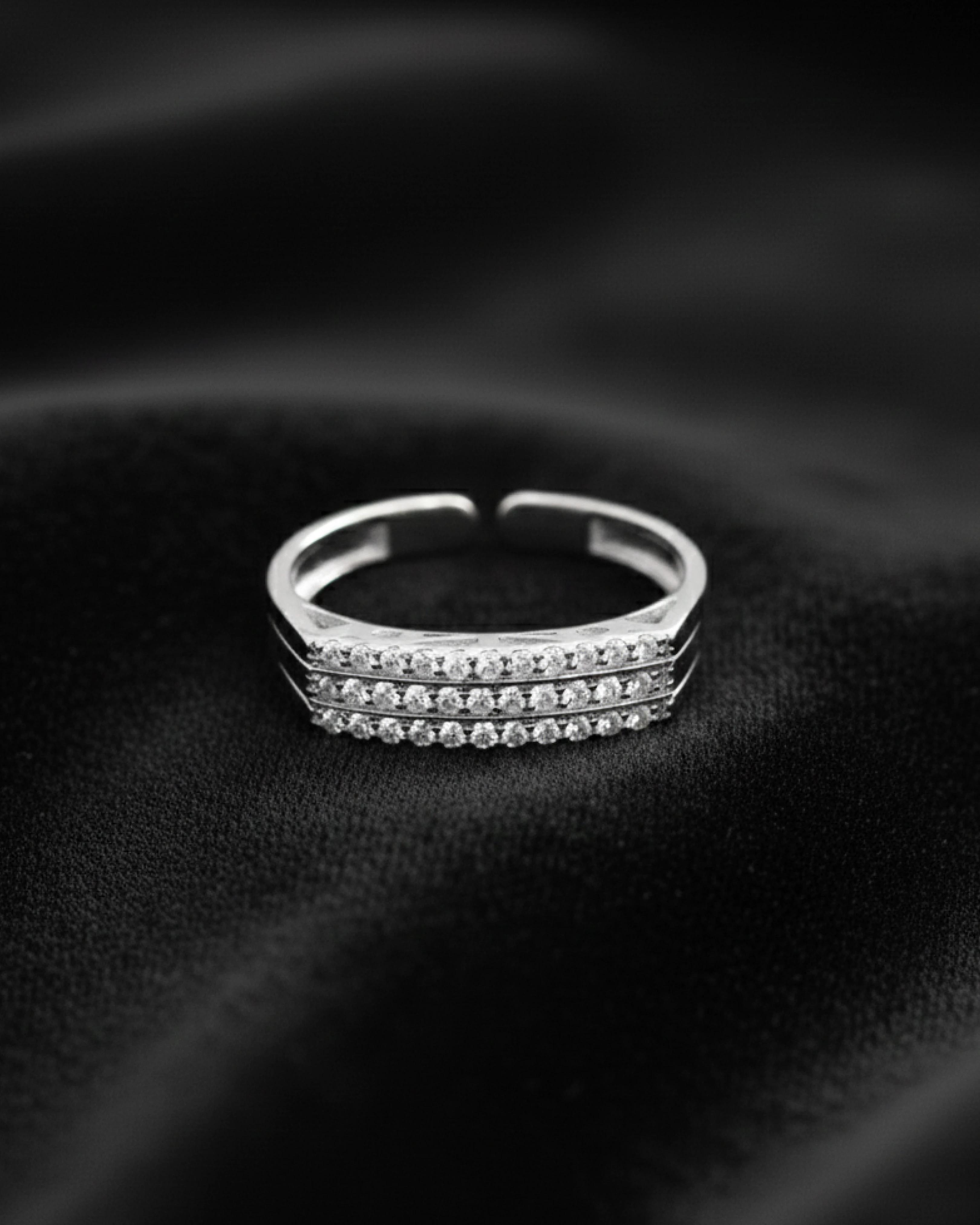 Triple-Row Pavé Grand Statement Band – 925 Sterling Silver view 3