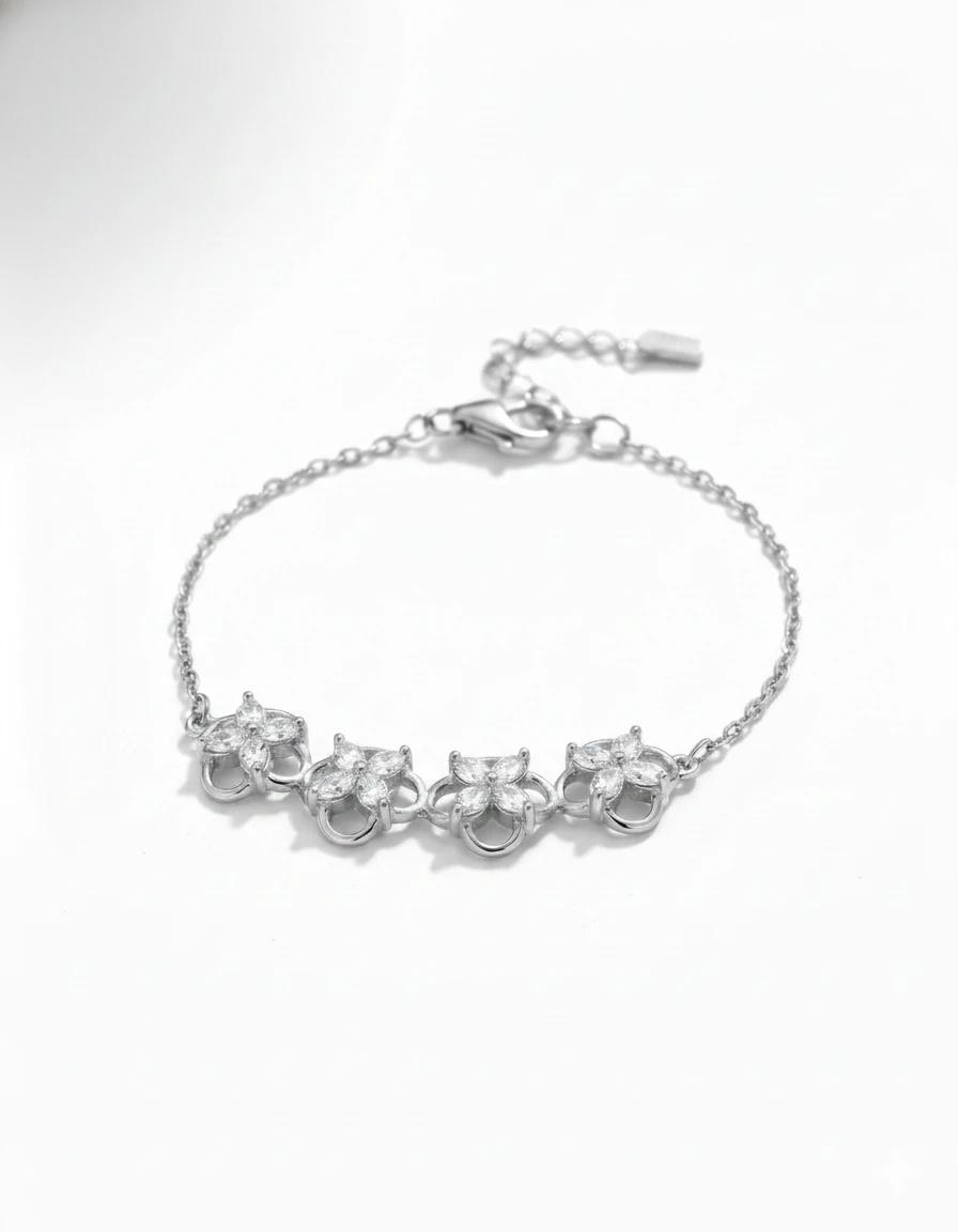 Floral BlossGolden Meadow Quatrefoil Bracelet – 925 Sterling Silverom Rose Quartz & Pearl Wrap Ring – 925 Sterling Silver - 925 sterling silver | Silver Jems