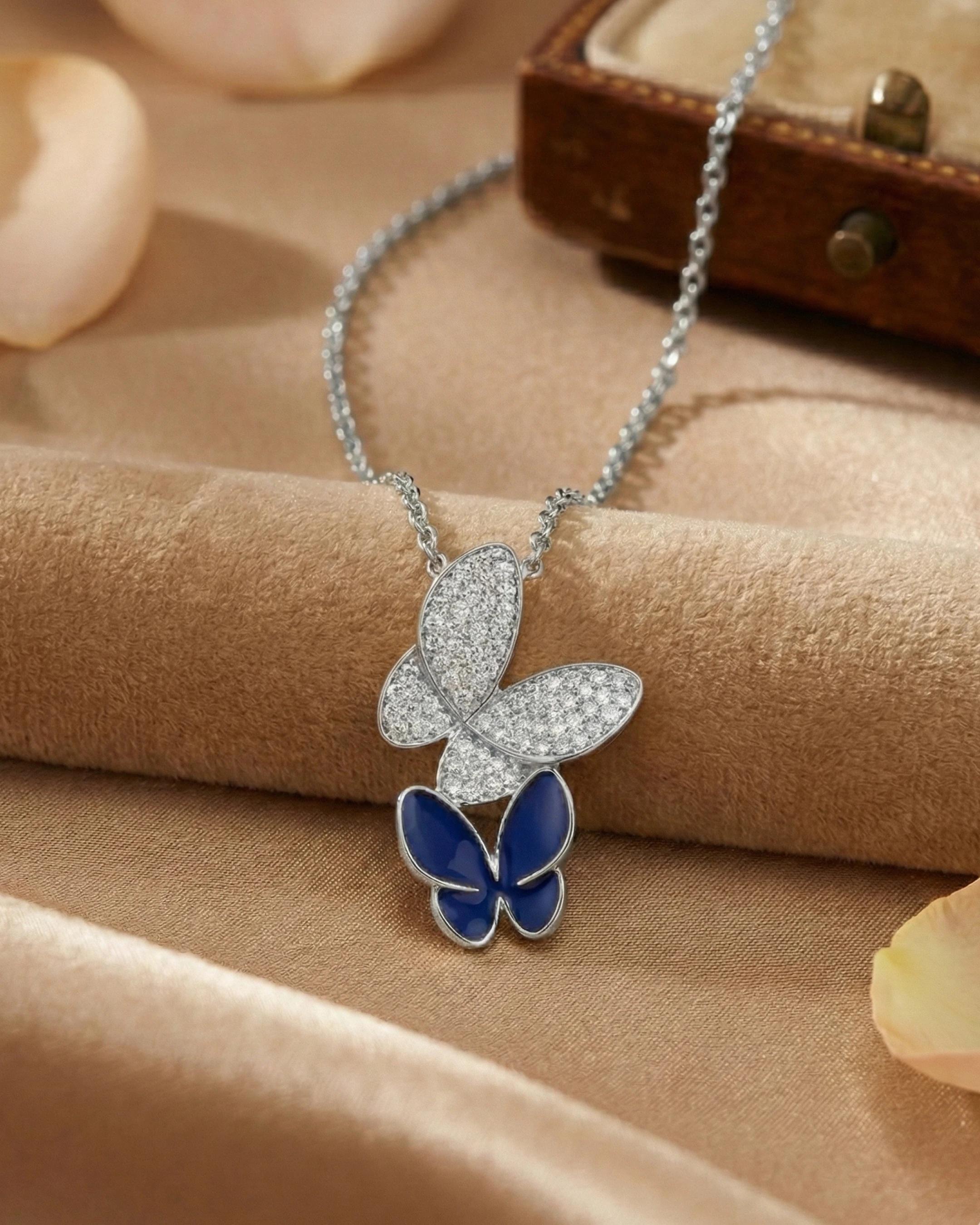 Midnight Butterfly Pavé Drop Necklace – 925 Sterling Silver view 3