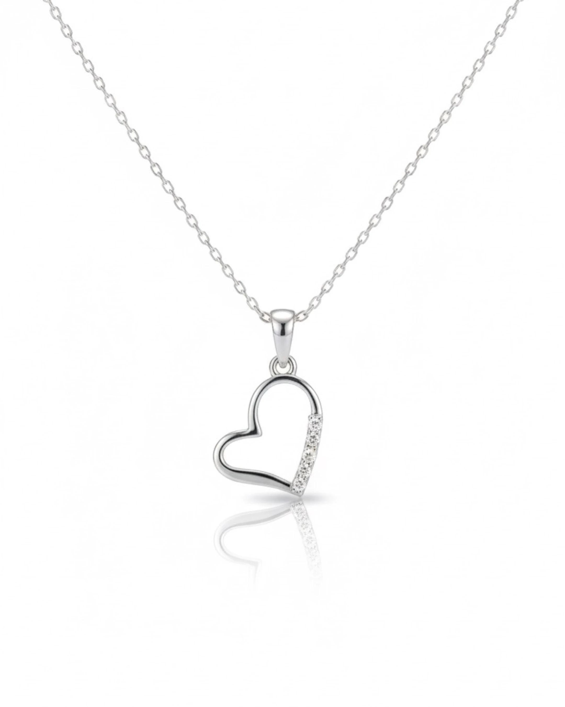 Graceful Open Heart Solitaire Necklace – 925 Sterling Silver - 925 sterling silver | Silver Jems