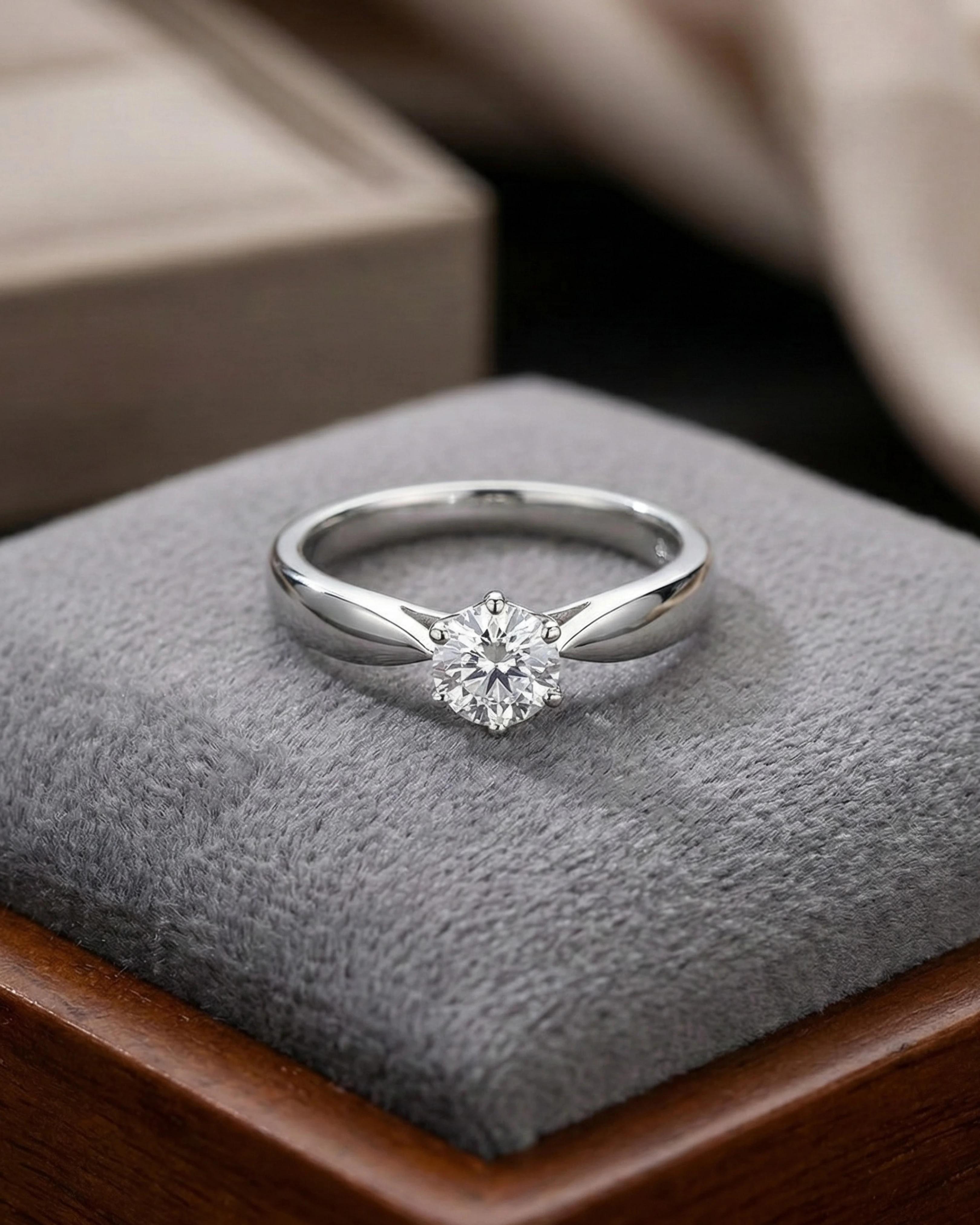 Starlight Solitaire Classic Ring – 925 Sterling Silver view 3