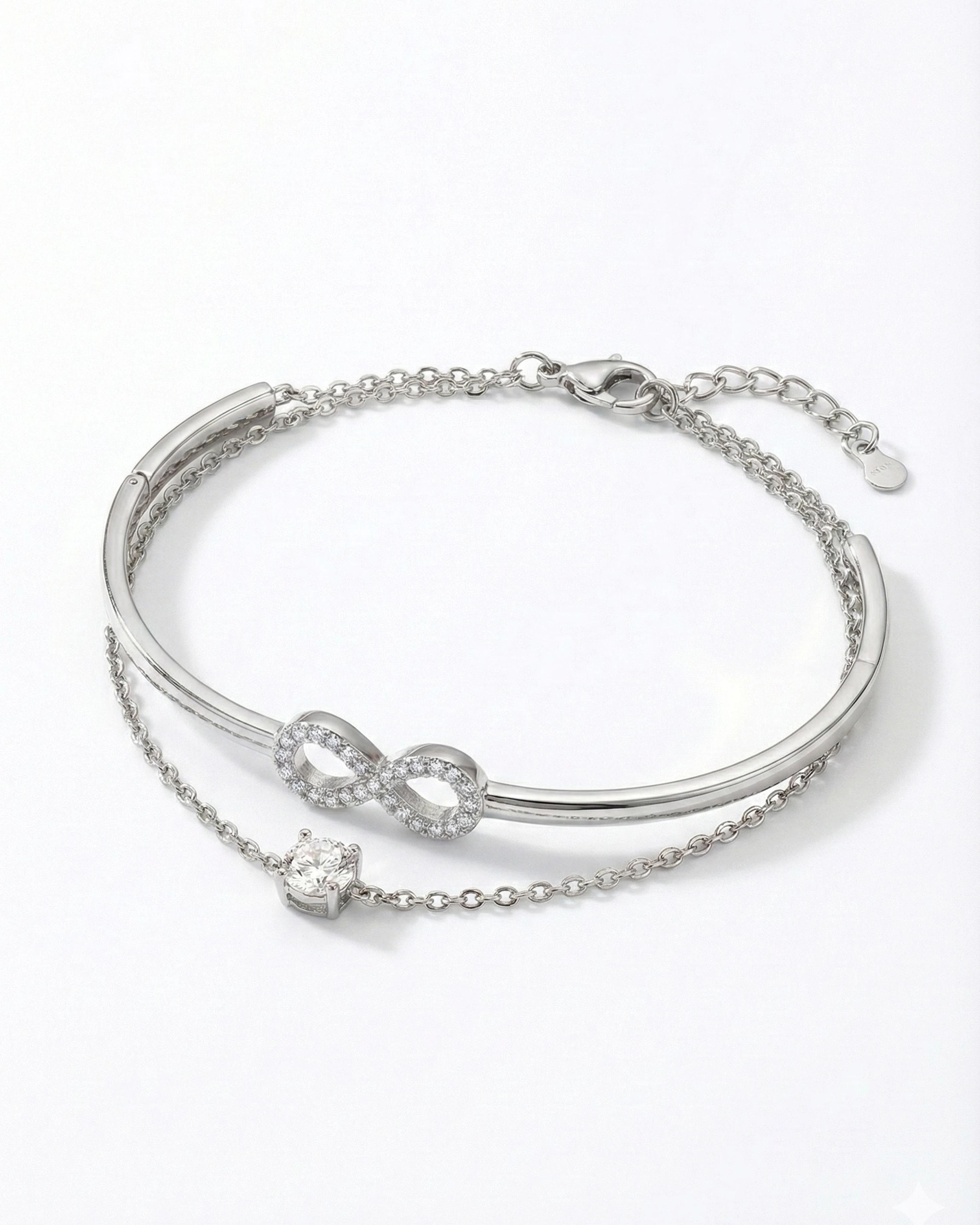 Eternal Infinity Duo-Chain Bangle – 925 Sterling Silver - 925 sterling silver | Silver Jems