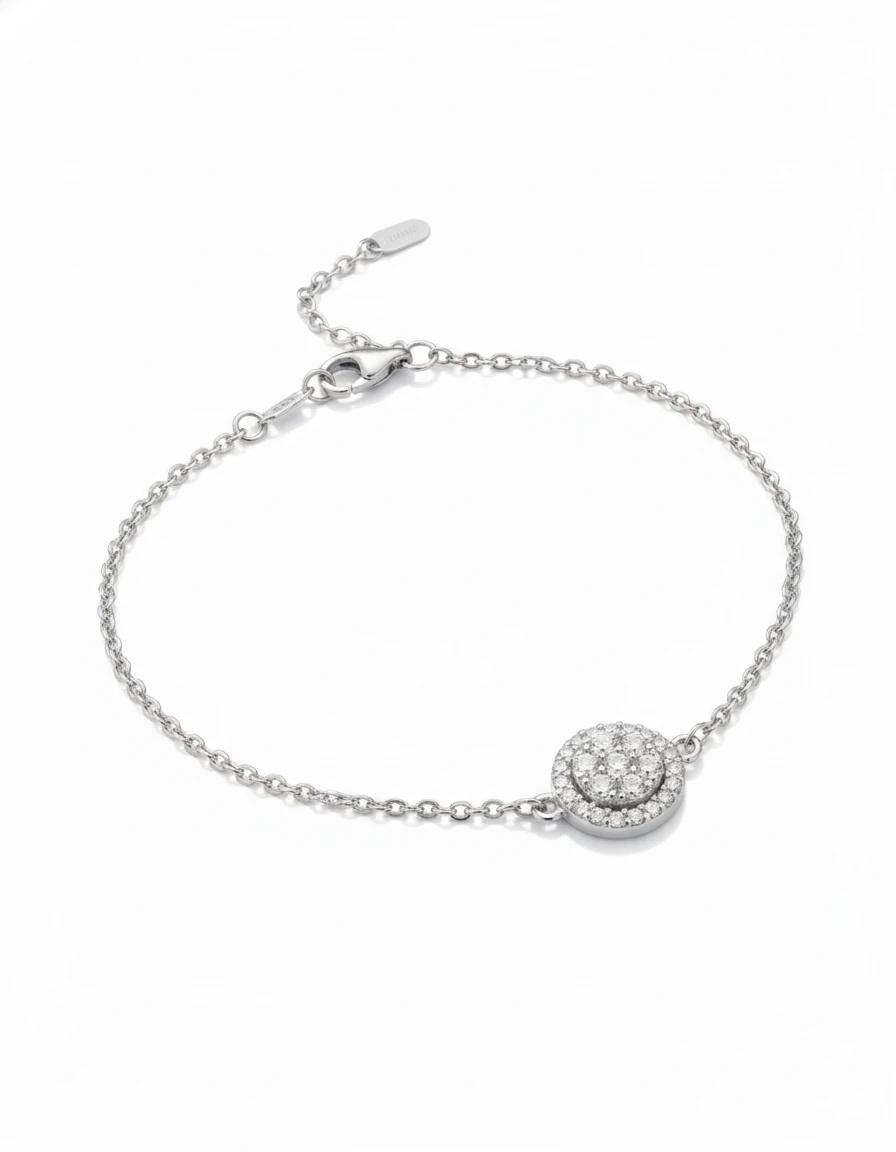 Celestial Halo Solitaire Bracelet – 925 Sterling Silver - 925 sterling silver | Silver Jems