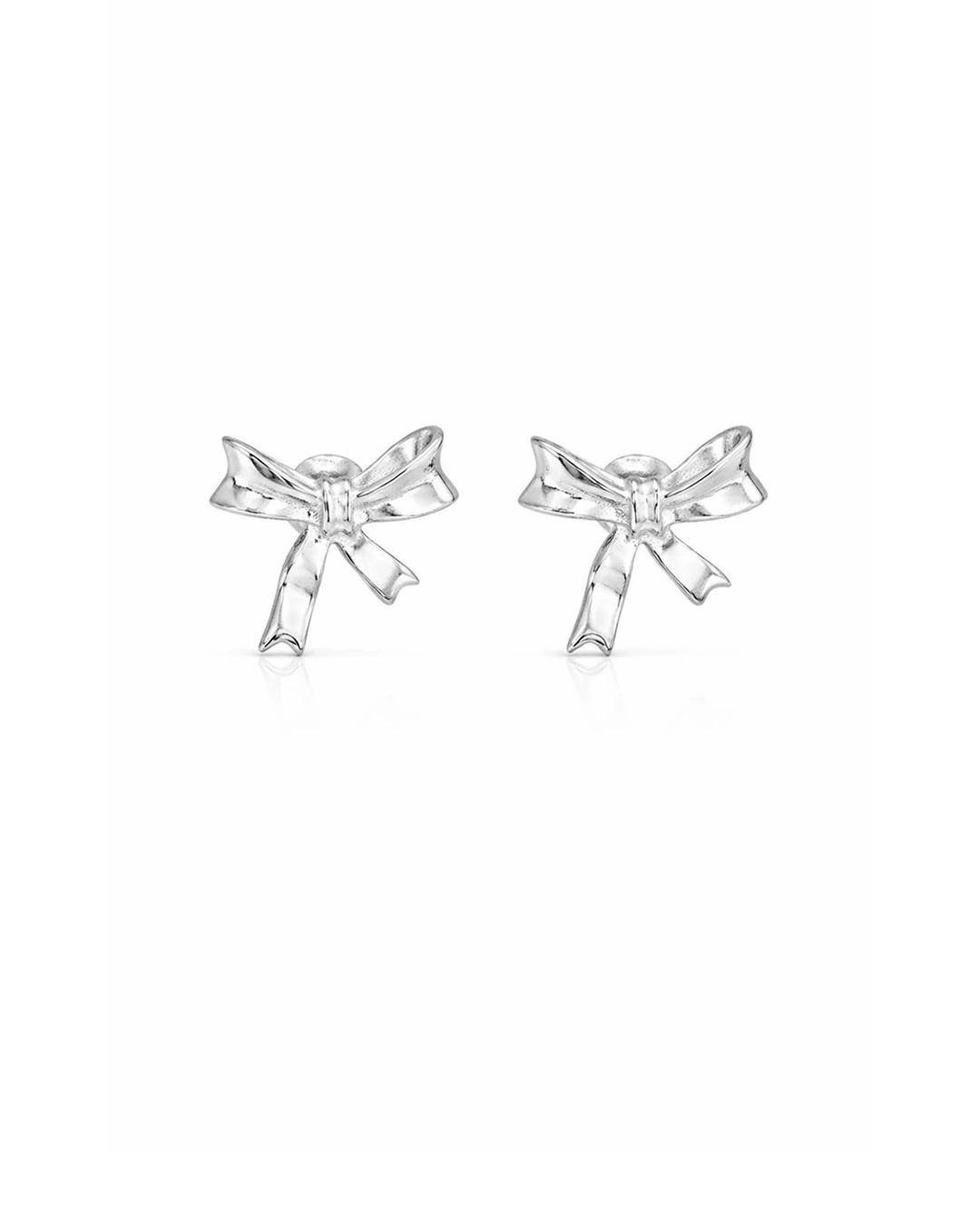 Polished Ribbon Bow Stud Earrings – 925 Sterling Silver - 925 sterling silver | Silver Jems
