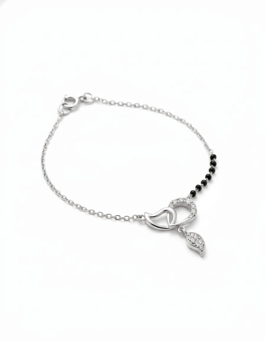 Amour Interlocking Heart Mangalsutra Bracelet – 925 Sterling Silver - 925 sterling silver | Silver Jems