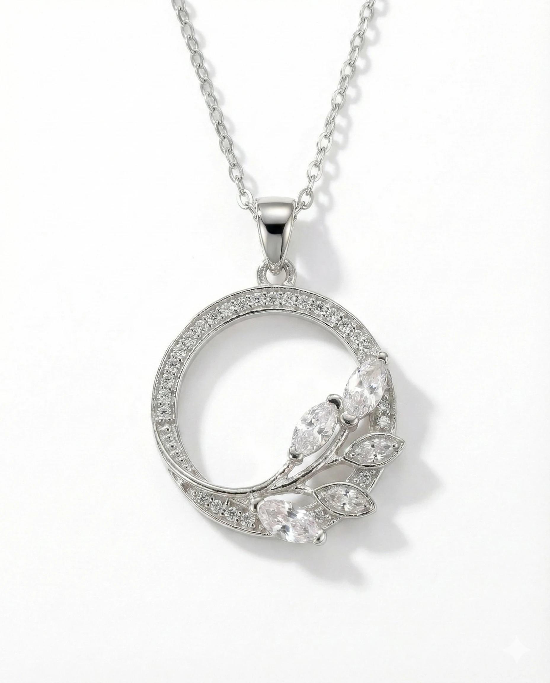 Silver Meadow Halo Circle Necklace – 925 Sterling Silver - 925 sterling silver | Silver Jems