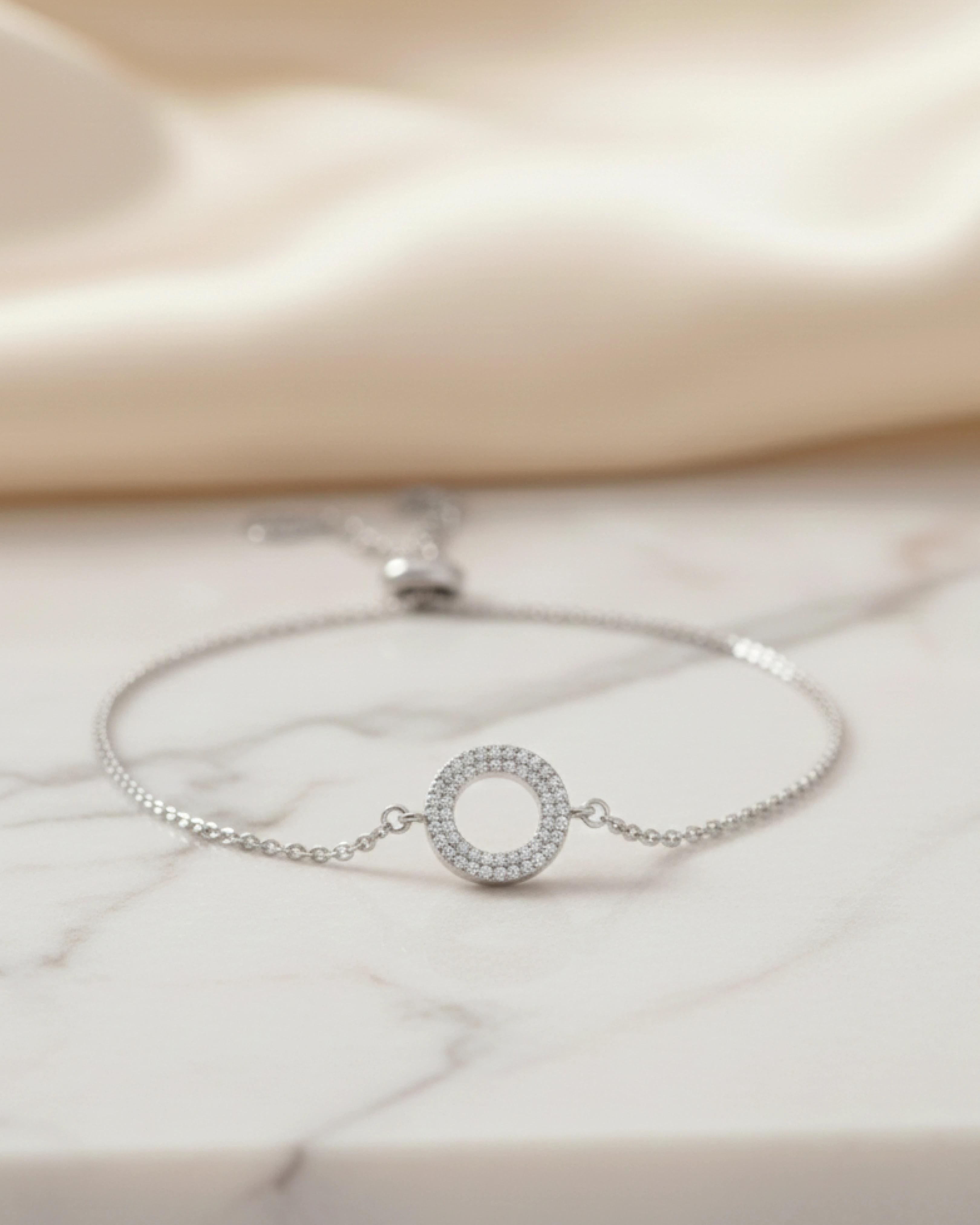 Ethereal Halo Curb Chain Bracelet – 925 Sterling Silver view 3