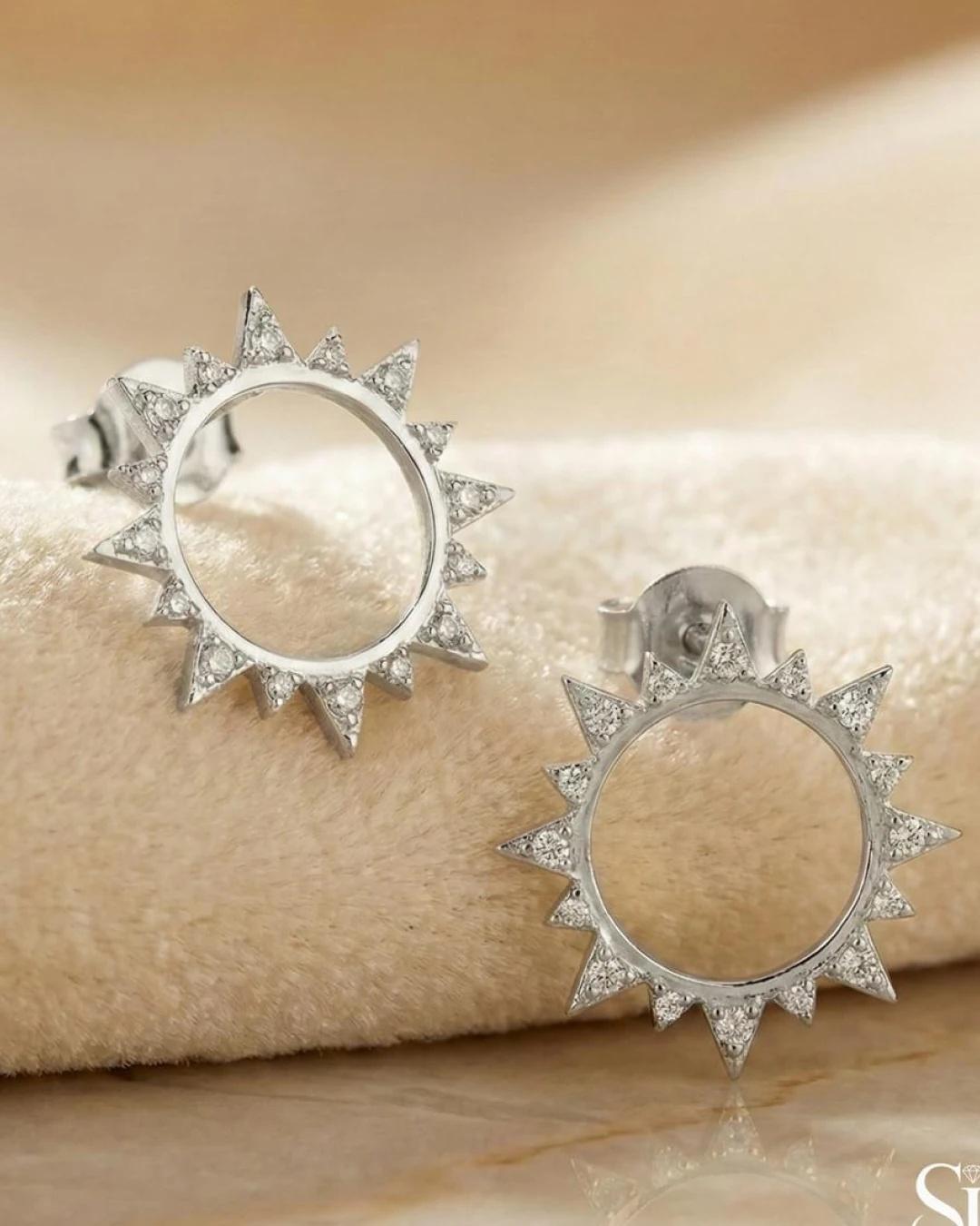 Radiant Solstice Stud Earrings – 925 Sterling Silver view 3