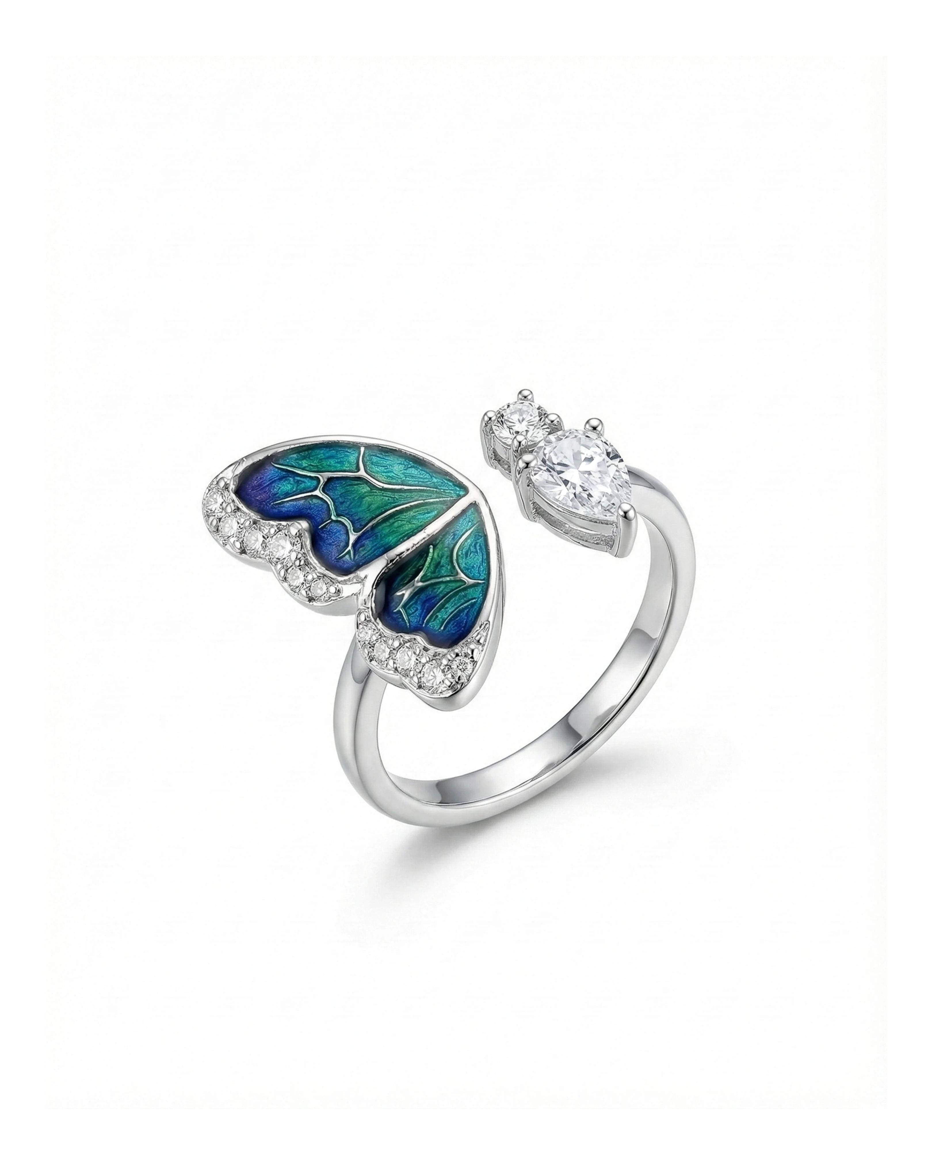 Iridescent Butterfly Dream Wrap Ring – 925 Sterling Silver - 925 sterling silver | Silver Jems