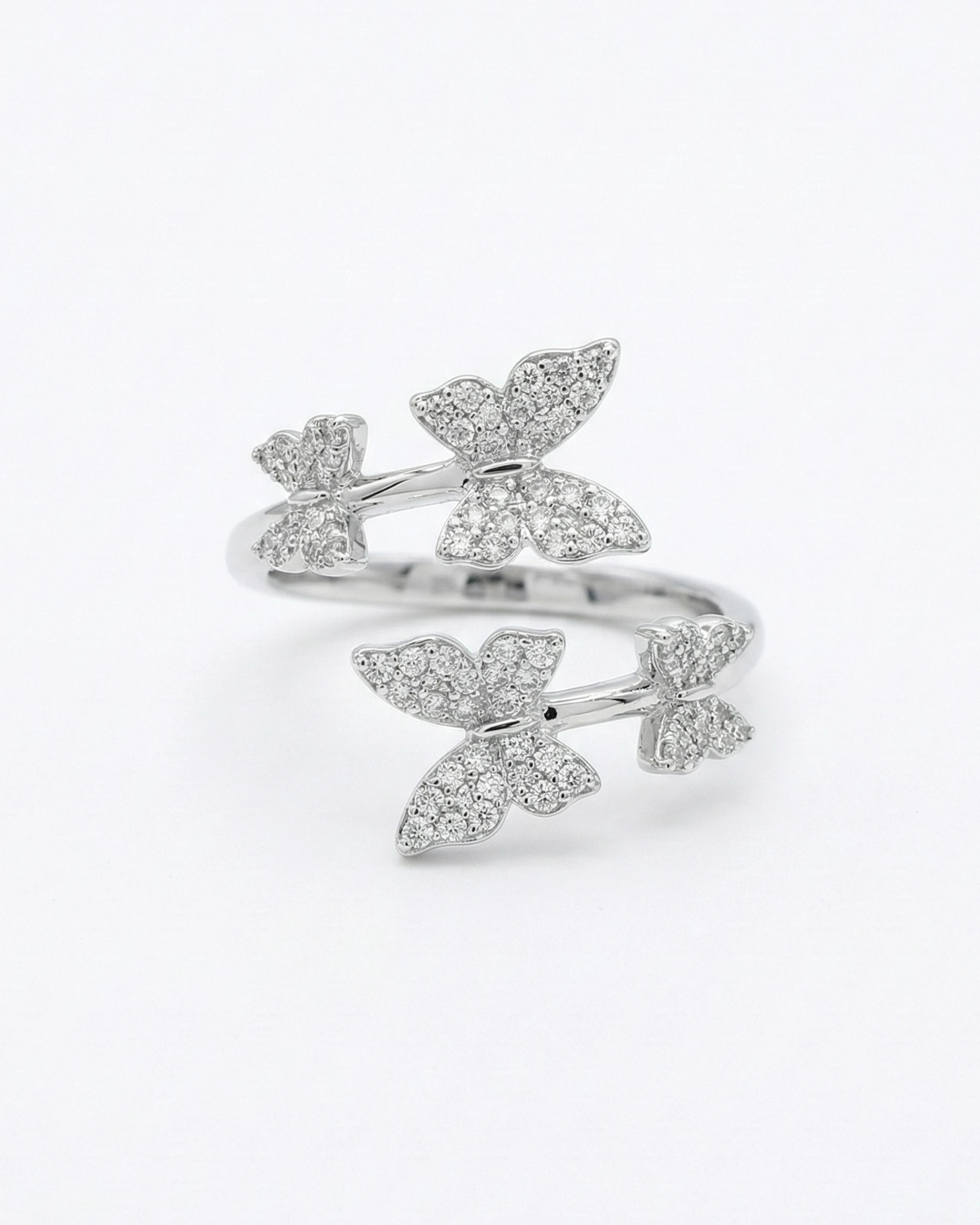 Whimsical Butterfly Meadow Wrap Ring – 925 Sterling Silver - 925 sterling silver | Silver Jems
