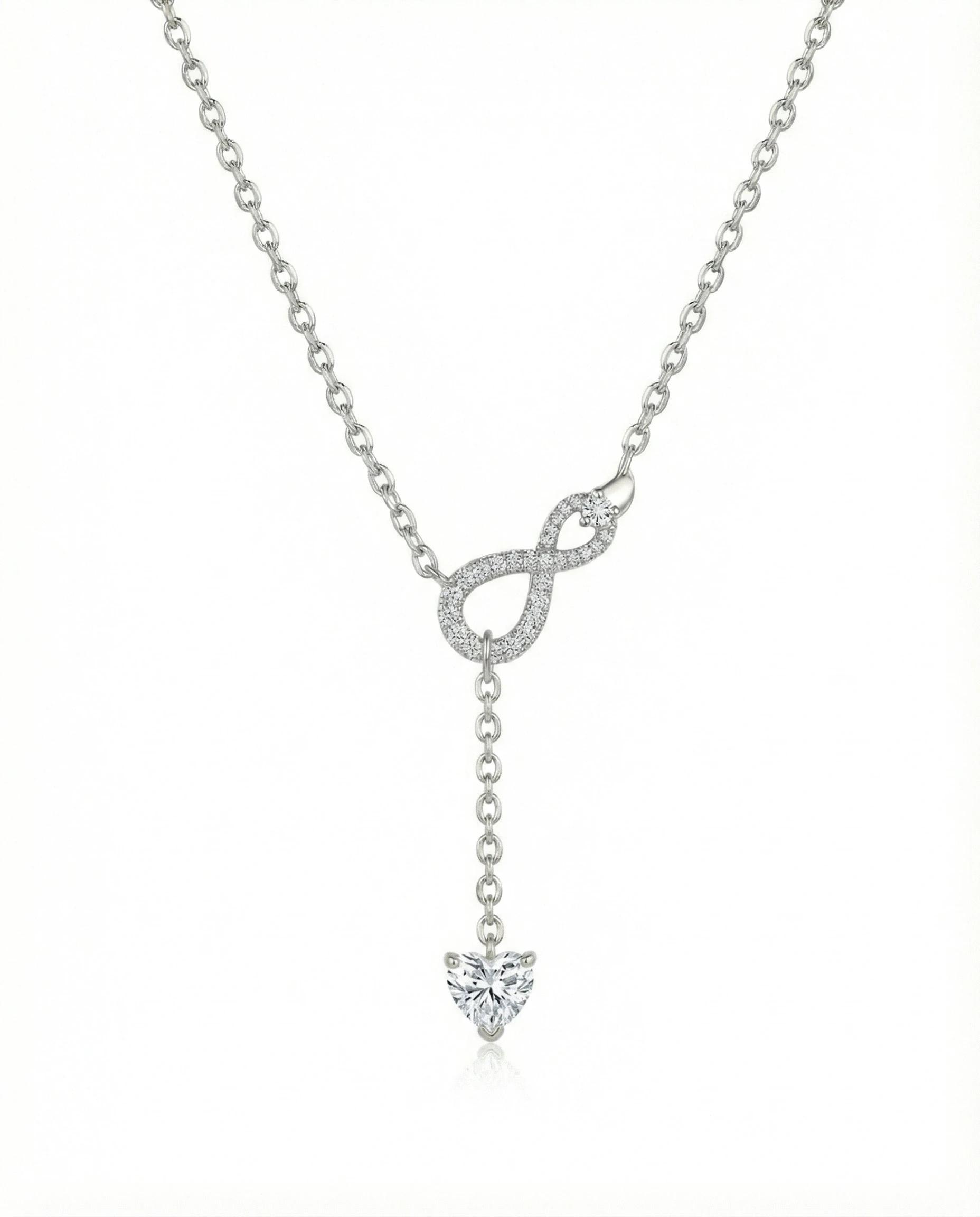 Eternal Infinity Heart Drop Necklace – 925 Sterling Silver - 925 sterling silver | Silver Jems