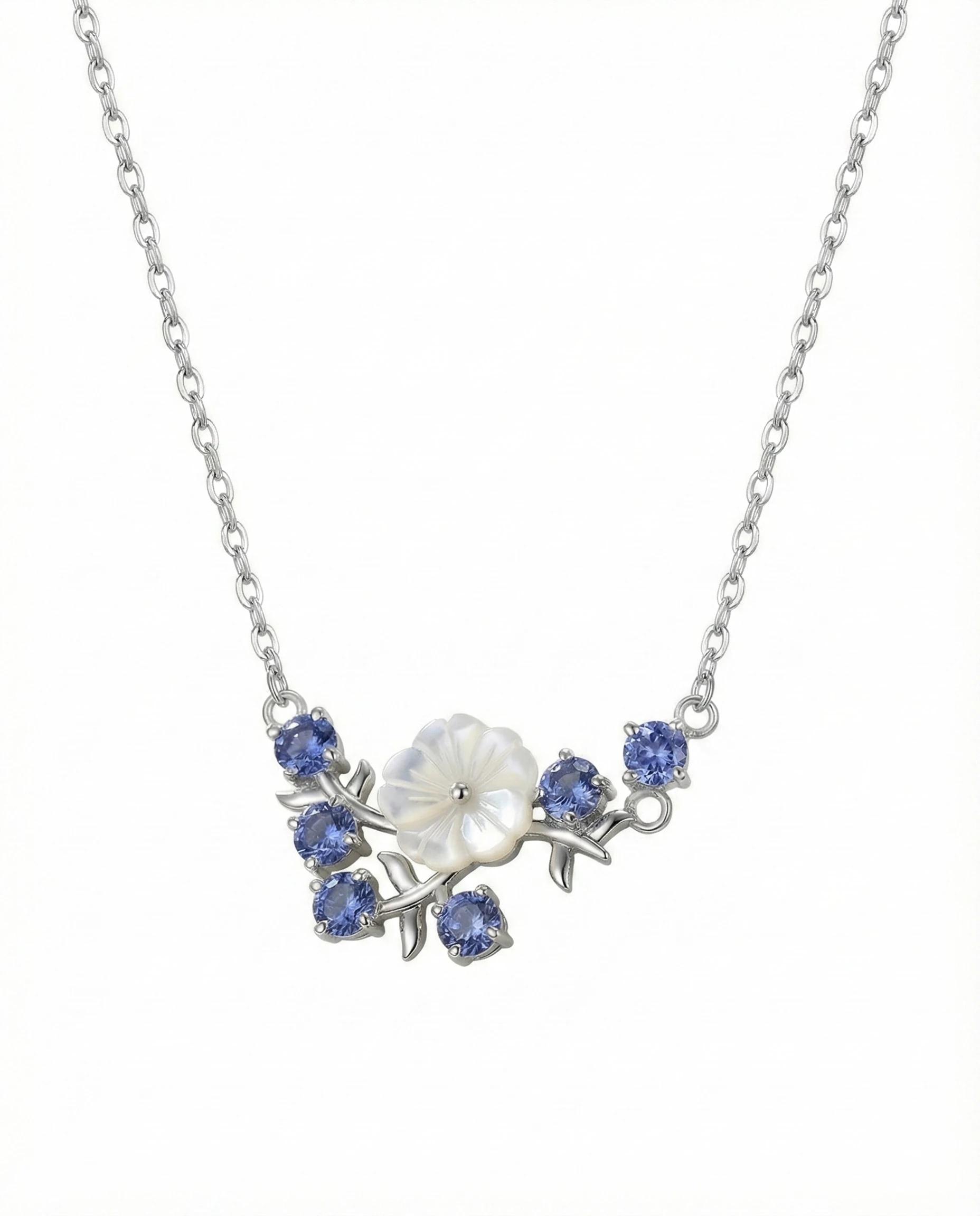 Blooming Pearl & Tanzanite Azure Necklace – 925 Sterling Silver - 925 sterling silver | Silver Jems