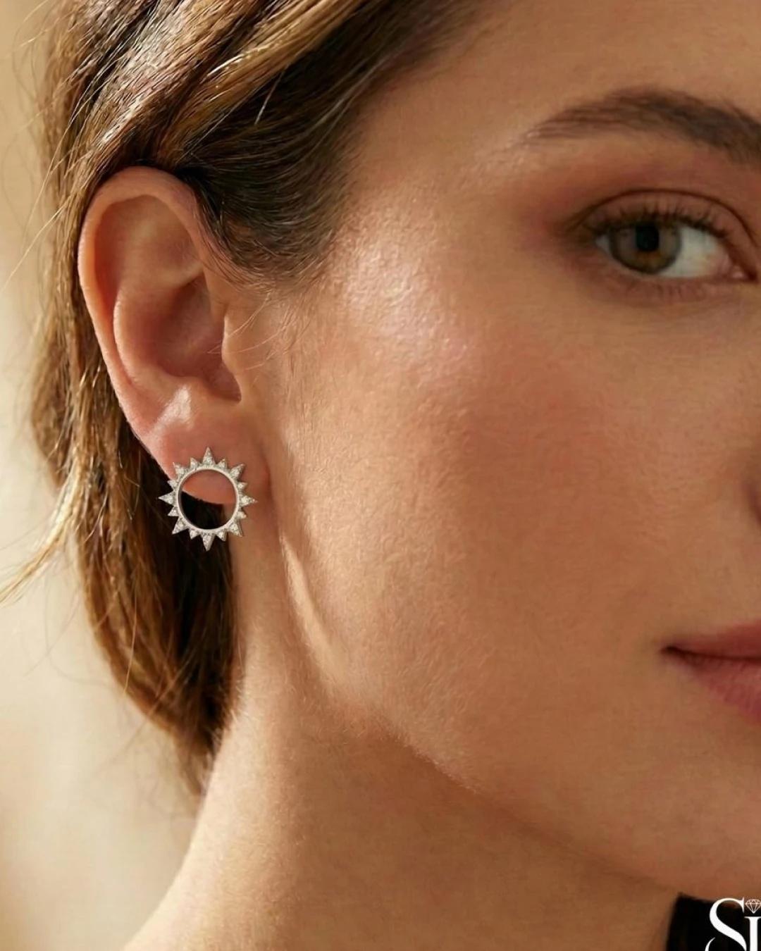 Radiant Solstice Stud Earrings – 925 Sterling Silver - model
